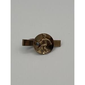 Vintage Bowling Bowler Tie Clip Gold Tone Tie Clasp